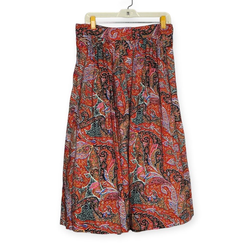 Vintage 80s Giorgio Saint Angelo Rayon Paisley Skirt Size 14